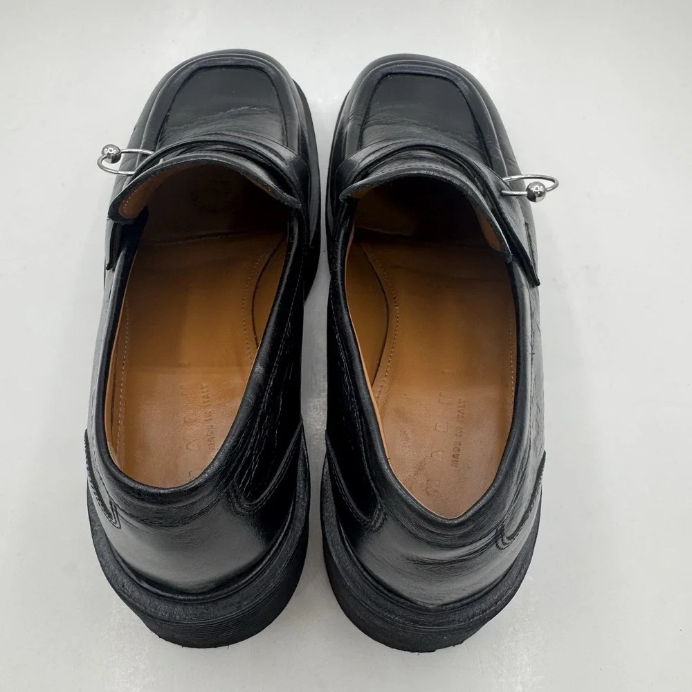 Marni O-Ring Penny Loafers Platform Black Shiny Leather Sz EU Sz 39.5 Italy